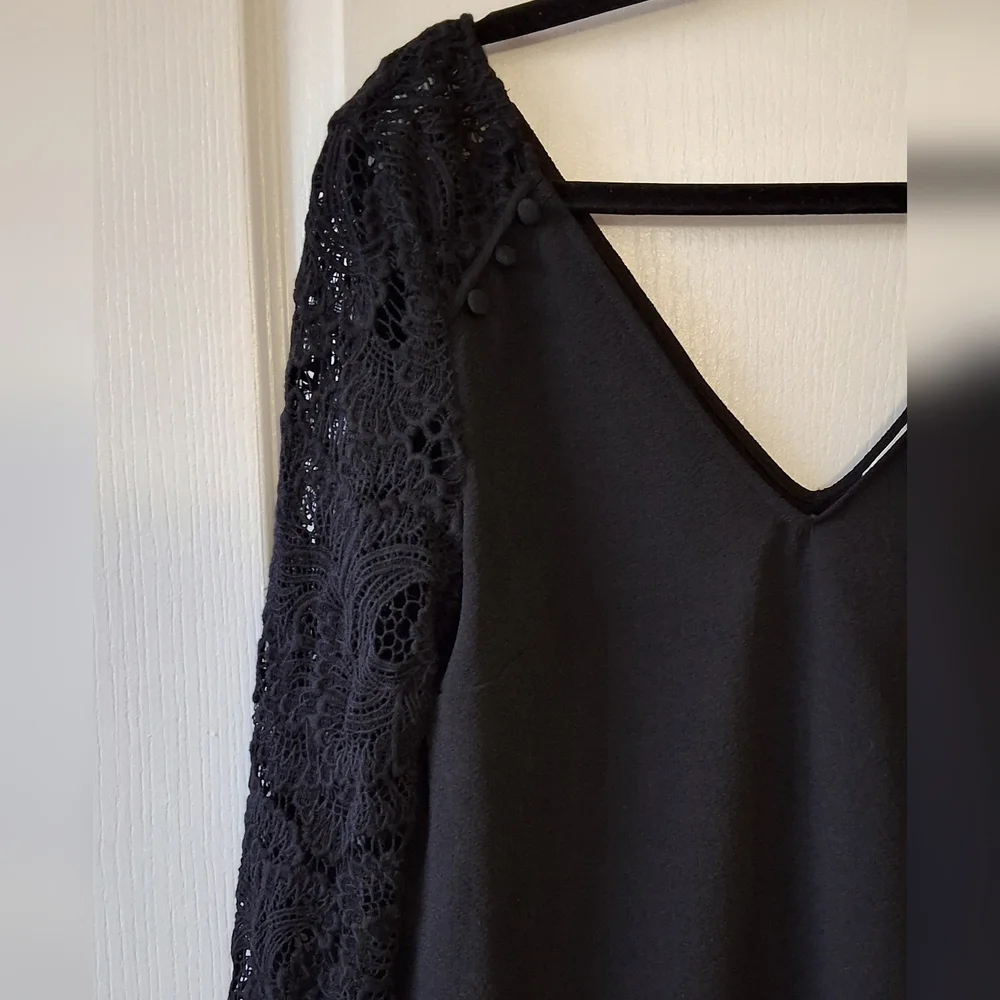 Sezane Black Lace Sleeve Blouse - Picture 4 of 15